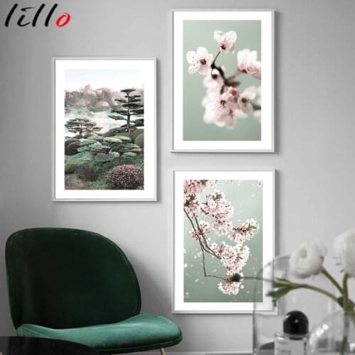 Cherry blossoms flower chureito pagoda tokyo nordic street wall poster art print on canvas decoration pictures for living room