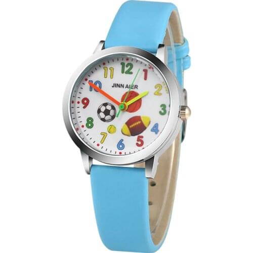 Childrens Watch Cartoon Basketball Football Pattern Cute Boy Sports Watch Girl Leather Children Wristwatches montre enfant