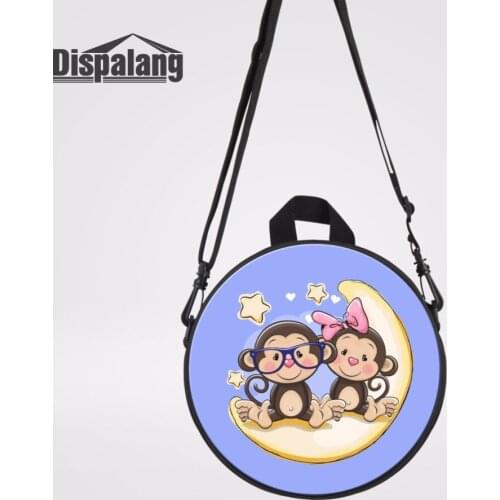 Dispalang Fashion Women Messenger Bags Cartoon Monkey Moon Shoulder Bag High Quality Crossbody Round Handbag Ladies Casual Bag