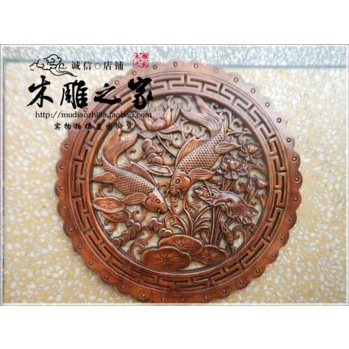 Dongyang woodcarving wall hanging pendant hanging round May there be surpluses every year. living room wall background wall deco