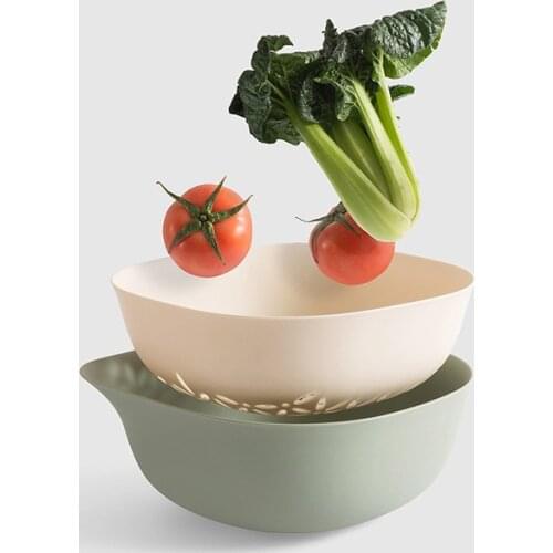 Double-layer Plastic Vegetable Sink Quick Drain Basket Fruit Bowl Rice Washing Colander Household Storage Tools Kitchen Organize