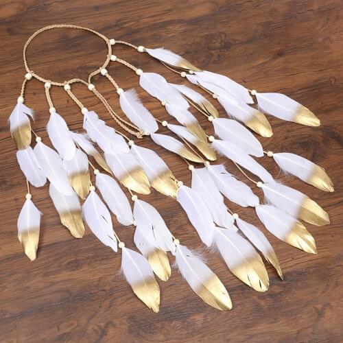 Haimeikang Boho Colors Feathers Headband Festival Hair Rope Headdress Headwear Tribal Hippie Peacock Feather Hairband