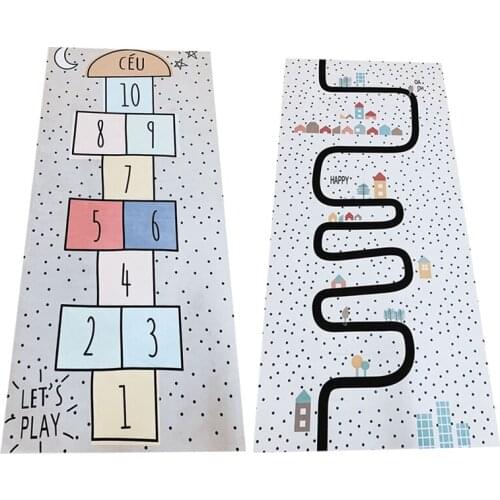 Nordic Baby Hopscotch Game Mat Kids Activity Play Gym Mats Children Infant Adventure Road Rugs Crawling Carpet for Children Room