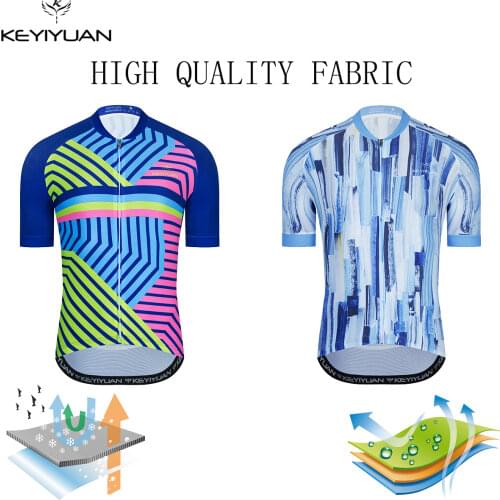 KEYIYUAN 2021 Pro Team Summer Cycling Jersey MTB Bike Clothing Quick Dry Shirt Men Short Sleeve Tops Traje Ciclismo Hombre