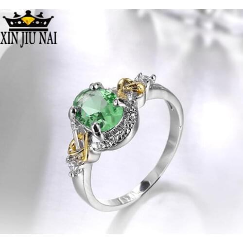 Classical Brand New Luxury green Crystal Stone Gold Color Cross Heart Ring Jewelry Cubic Zirconia Rings For Women Vintage Anel