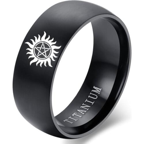 Fashion Signet Ring Mens Sun Power Supernatural Ring Titanium Steel Ring For Men Jewelry Wedding Engagement Gifts Accessories