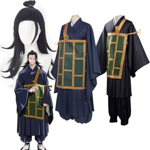 2020 Costumes Jujutsu Kaisen Getou Suguru Cosplay Wigs Mens Japanese Monk Uniform Getō Suguru Anime Comics Costume