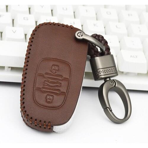 Leather Car Key Cover with PU Leather Braid Woven Rope Key Holder for Audi A1 A3 A5 A7 A8 A6L A4L Q3 Q5 Q7 S3 TT Accessories