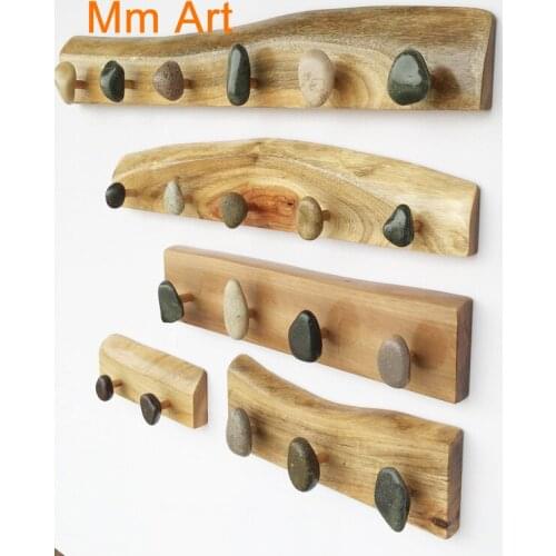 Cobblestone Hook Creative Solid Wood Wall Hanger Wall-Mounted Coat Rack