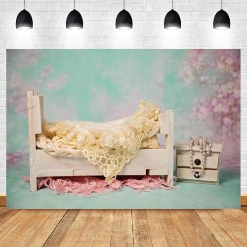 Laeacco Newborn Baby Shower Portrait Photography Backdrop Family Shoot Toys Wood Bed Photocall Background Poster Photo Studio