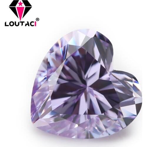 LOUTACI Colored Cubic Zirconia Heart Shape Lavender Color For Sale Women Jewelry Big Size 11x11-15x15mm