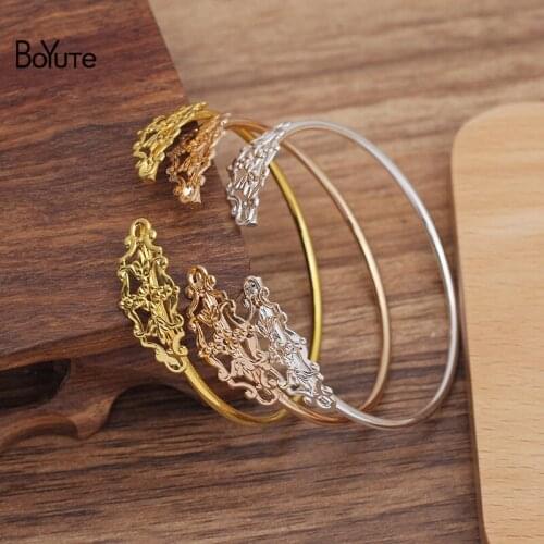 BoYuTe (5 Pieces/Lot) 56*2MM Metal Brass Bracelet Welding 12*27MM Filigree Base Diy Jewelry Making Accessories Wholesale