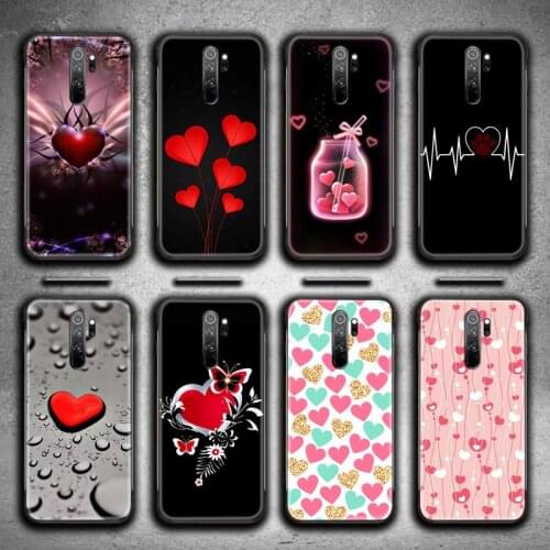 Cute Couples PINK Love Heart Hard Phone Case for Redmi 9A 8A 7 6 6A Note 9 8 8T Pro Max Redmi 9 K20 K30 Pro