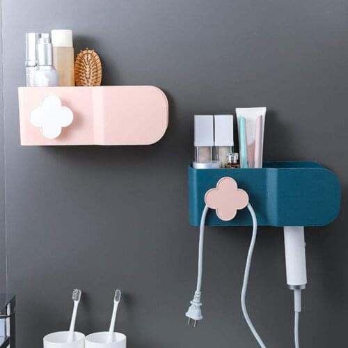 Multi-function Bathroom Hair Dryer Holder Wall Mounted Rack Space Shelf Storage Organizer Hair Dryer Holder Bathroom Accessories
