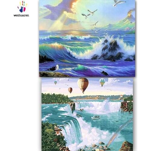 DIY colorings pictures by numbers with colors Beautiful sea color picture drawing painting by numbers framed Home