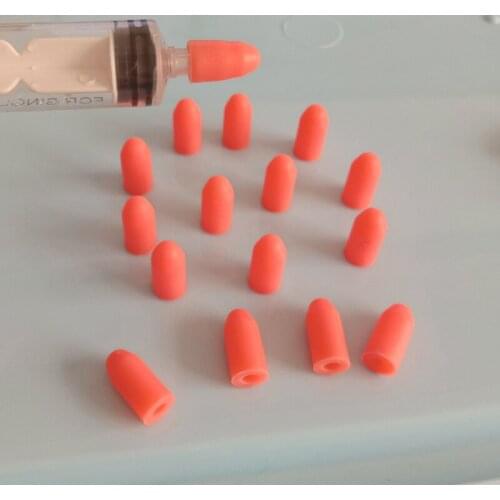 Orange Silicone Rubber End Protective Cap Tips cover Syringe Stoppers Injector Dispensing Needle Protection Parts Sealing Gasket