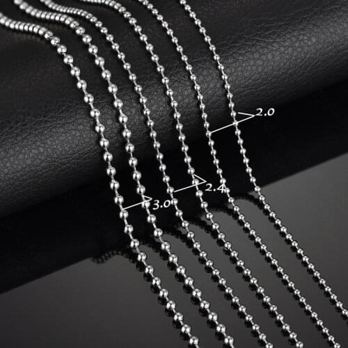 2mm 2.4mm 3 mm Stainless Steel Ball Bead Link Chain Necklace Black Gold Silver Color for DIY Making Jewelry Necklace Accessories
