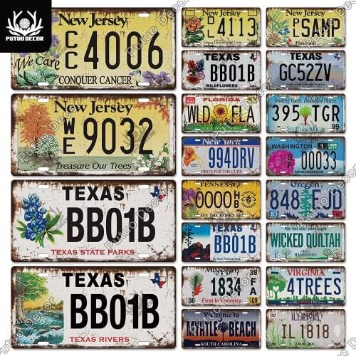 Putuo Decor Plant Vintage Licenses Plate Tin Sign Metal Sign Decor Plaque Metal Garden Coffee Cafe Living Room Wall Decoration