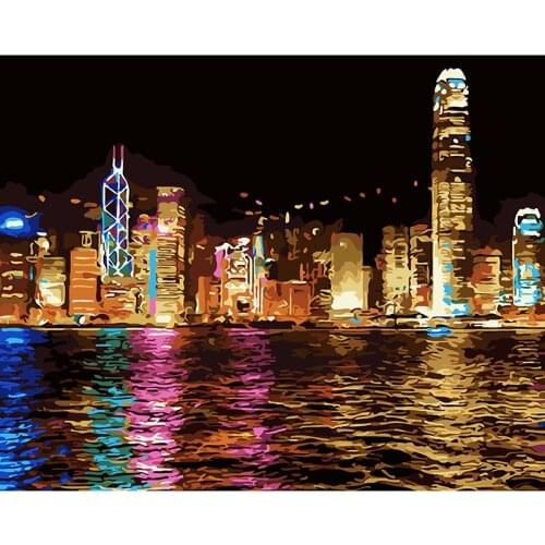 Frame DIY Painting By Numbers Night Landscape Picture By Numbers For Adults Modern Wall Art Decors Hand Painted Diy Gift