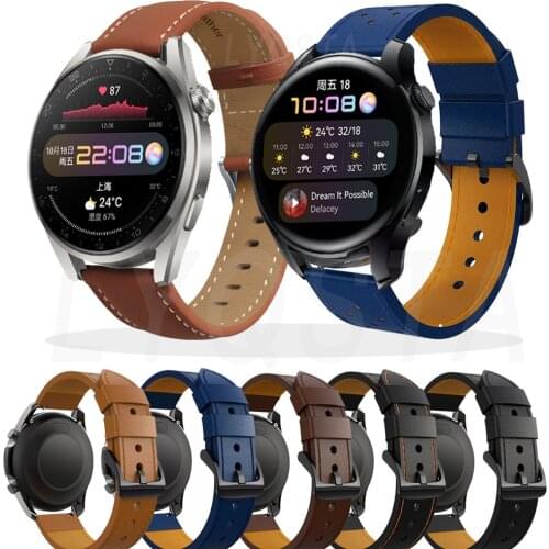 Watch Band 22mm Leather Strap For Huawei Watch 3/Watch 3 Pro/GT2 Pro/GT Smart Watch Strap For Amazfit GTR 2E Wristband Bracelet