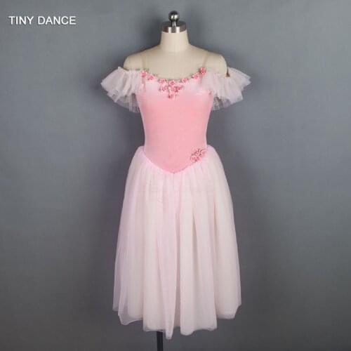 Pink Velvet Bodice and Soft Tulle Long Ballet Tutu for Girls & Women Dancing Dress Adult Ballerina Costume Romantic Tutu 18582