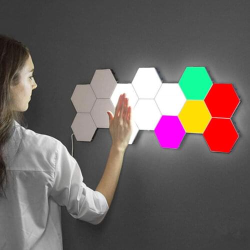 Hexagon Wall Light Touch Sensor LED Night Lights Magnetic Touch Modular Wall Lamp Creative Home Decor Colorful Night Lamp