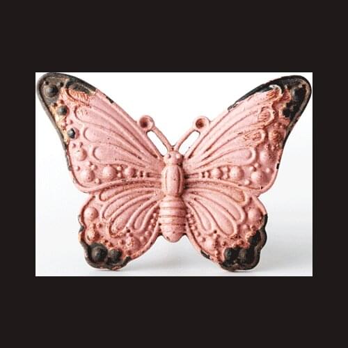 Mediterranean Style Single Hole Butterfly Handle Wardrobe Retro Old Cat Tail Double Hole Handle and Knob Personalized Knob