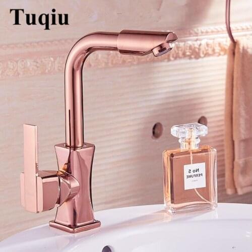 Vidric Basin Faucets Gold/Rose Gold/Chrome Brass Bathroom Faucet Basin Tap Rotate Single Handle Hot and Cold Water Mixer Taps Cr