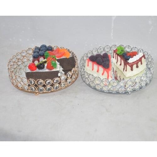 Wedding favor crystal tray home food storage holder gold silver mirror Cake stand Dessert display plate for birthday party decor