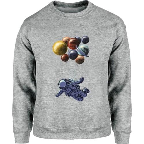 Astronaut Space Travel Sweatshirt Men Science Crewneck Sweatshirts Planet Balloon Hoodies Streetwear Planet Balloon Sportswear