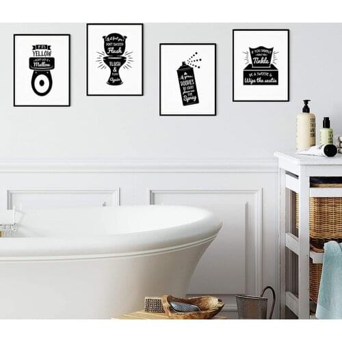 Toilet Reminder Slogan Poster Ins Nordic Style English Spoof Canvas Painting Toilet Bathroom Wall Art Pictures Home Decoration