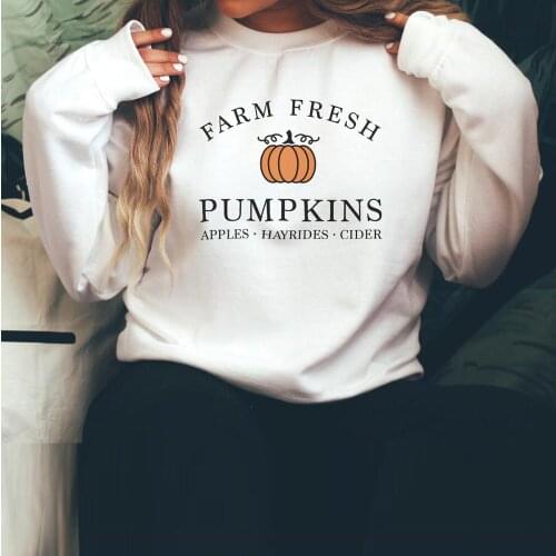 Vintage Pumpkin Patch Halloween Crewneck Pullovers Harajuku Hoodie Women Fall Sweatshirt Farm Fresh Pumpkins Sweatshirts