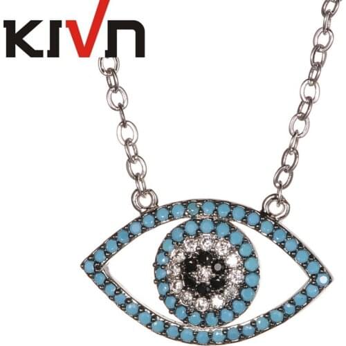 KIVN Jewelry Turkish Blue eye Cubic Zirconia Womens Girls Wedding Bridal Pendant Necklaces Birthday Gifts 6pcs Lot Wholesale