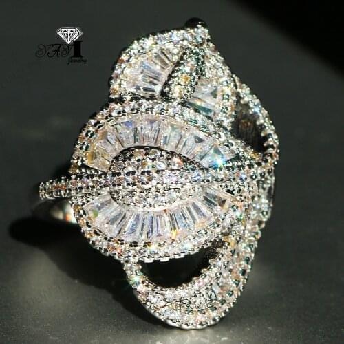 YaYI Jewelry Fashion Princess Cut Prong Setting White Cubic Zirconia Silver Color Engagement Wedding Party Leaves Gift Rings