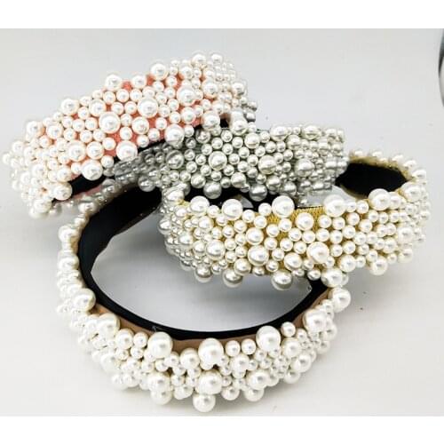 4colors Pearl Headband Full pearl hair band for Women Fashion Korean Style Women Vintage Accessories Pearl Hairband