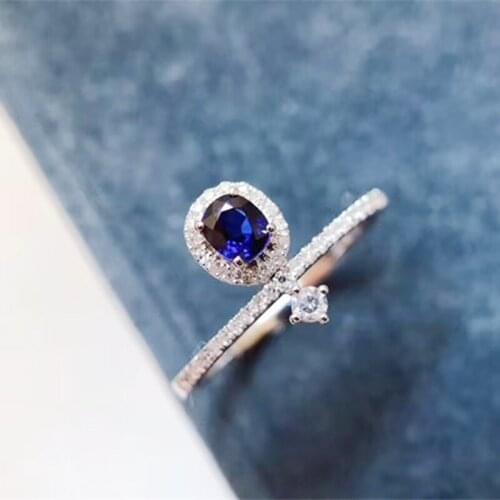 Natural real blue sapphire small crown ring Per jewelry 925 sterling silver 4*5mm 0.55ct gemstone Fine jewelry J212212