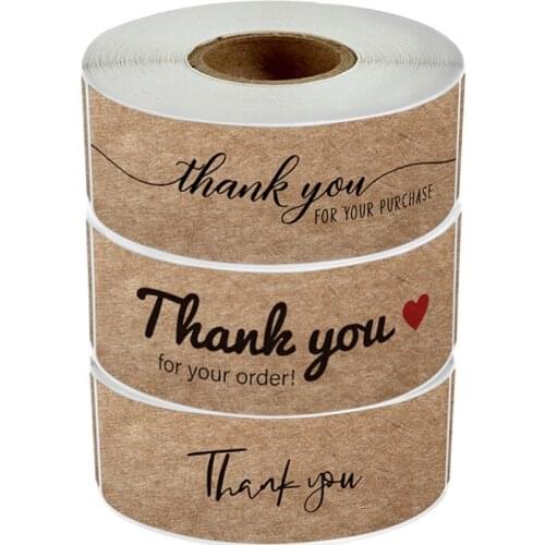 120Pcs/Roll Kraft "Thank You For Your Order" Sticker Seal Labels Party Gift Packaging Stickers Business Package Decoration Label