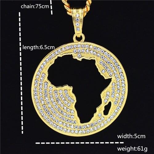 2021 Cross Border Ornaments Hip Hop Necklace In Europe And America, Hollowed Out African Map Pendant, Hiphop Necklace Pendant Ch