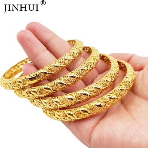 24K Gold Jewelry indian Bangles in bangles for Women girlfriend Ethiopian African Dubai Bracelets bridal Party wedding Gift