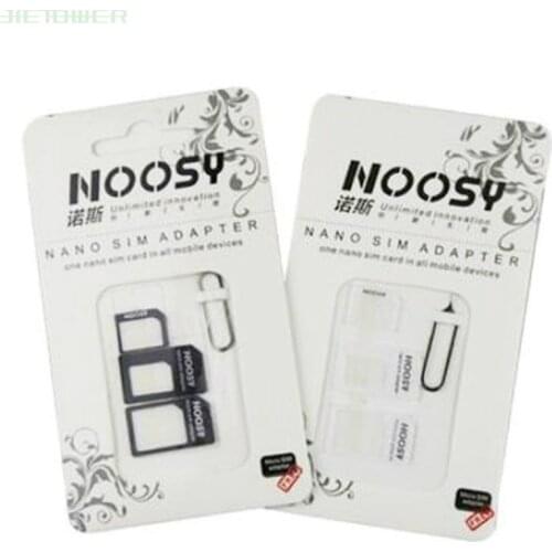 3000sets/lot 4In1 Noosy Nano SIM Card Micro SIM Card To Standard Adapter Adaptor Converter Set for Cell Phone with Eject Pin Key