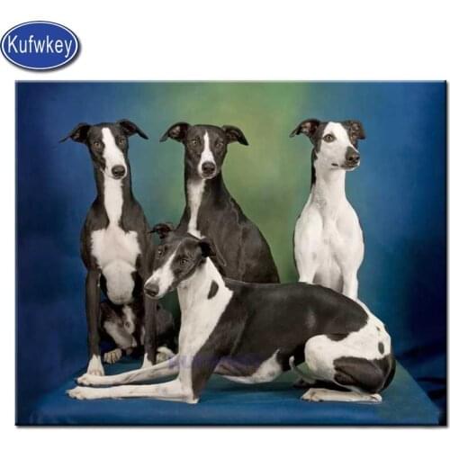 5d diy Diamond art Whippet dogs painting Wall Decor Full drill square Embroidery cute pet dogs Cross Stitch animal Series gift
