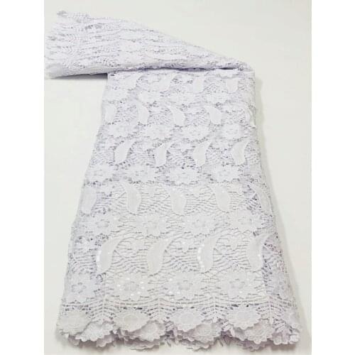 African Guipure Cord Lace Fabric Fashion Nigerian Water Soluble Cord Laces Embroidery For Wedding run20-88