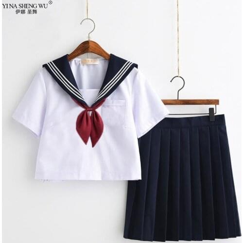 White Schoolgirl Uniform Japanese Class Navy Sailor School Uniforms Students Clothes For Girls Anime COS Sailor Navy Suit