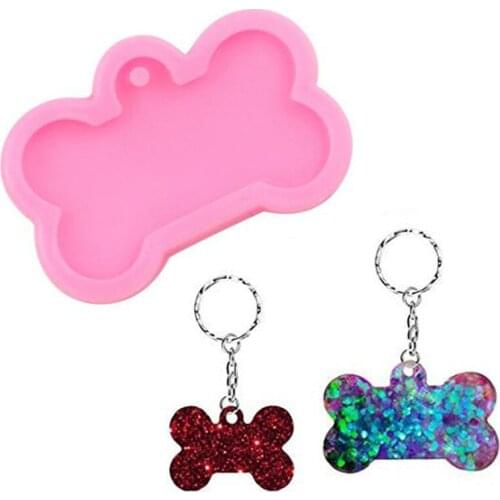 Shiny Dog Bone Shape Silicone Mold for Key Chain Pendant Moulds Suitable for Clay DIY Jewelry Making Epoxy Resin Mold Crafting