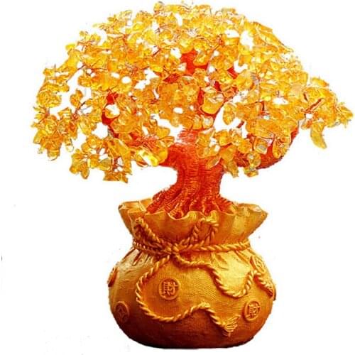 Shiny Citrine Lucky Tree Store Opening Decorative Gifts Exquisite Buddhist Shaking Money Tree Avoiding Evils Home Decoration