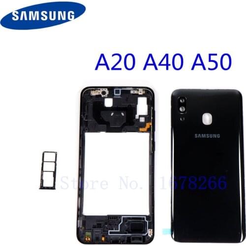 SAMSUNG Galaxy A50 A40 A20 2019 A505 Full Housing Battery Door Back Glass Cover Panel Case Plastic Middle Frame A405 A205
