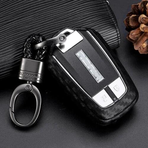 Black Silicone Carbon Fiber Style Car Key Fob Cover Case Remote Holder Cover Protector Jacket for Isuzu MU-X D-MAX
