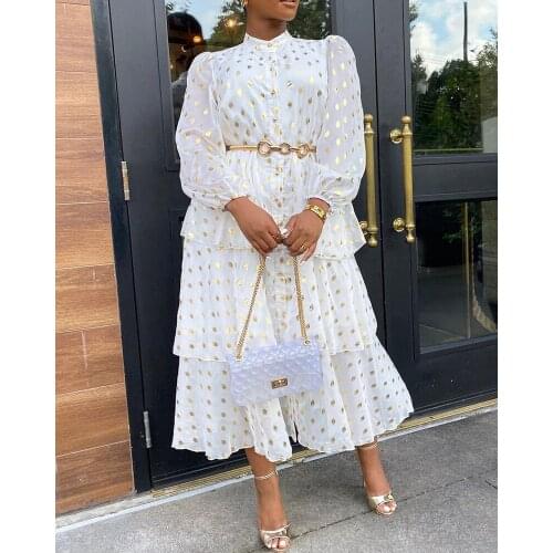 DPSDE 2021 Women Fashion New High Steret Style Long Dress Long Sleeve Round Neck Dress Printed Ankle Length Long Dress