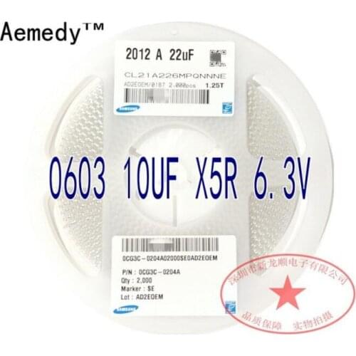 2000pcs Capacitance CL10A106MQ8NNNC 0603-10UF X5R 6.3V 106M SMD capacitor