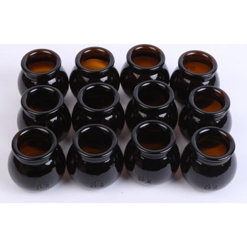 12 piece Diameter 5.5Cm Chinese Traditional Massage Cup Thick Brown Vacuum Explosion-proof Glass Cupping Weight Loss Fire Jar